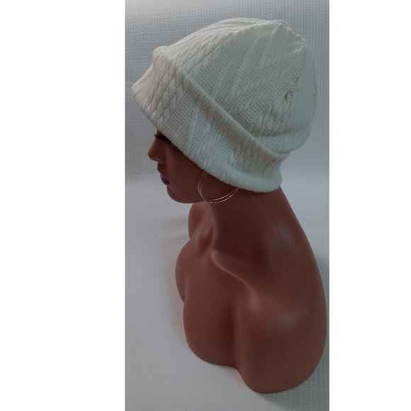 The Unbranded Brand Accessories - Cream White Cable Knit Slouchy Beanie Cap Winter Hat Womens One Size